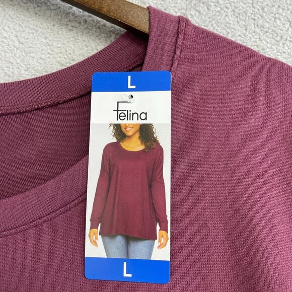 NEW Felina Women's L Long Sleeve Burgundy Knit Top Loose Fit - Picture 8 of 9